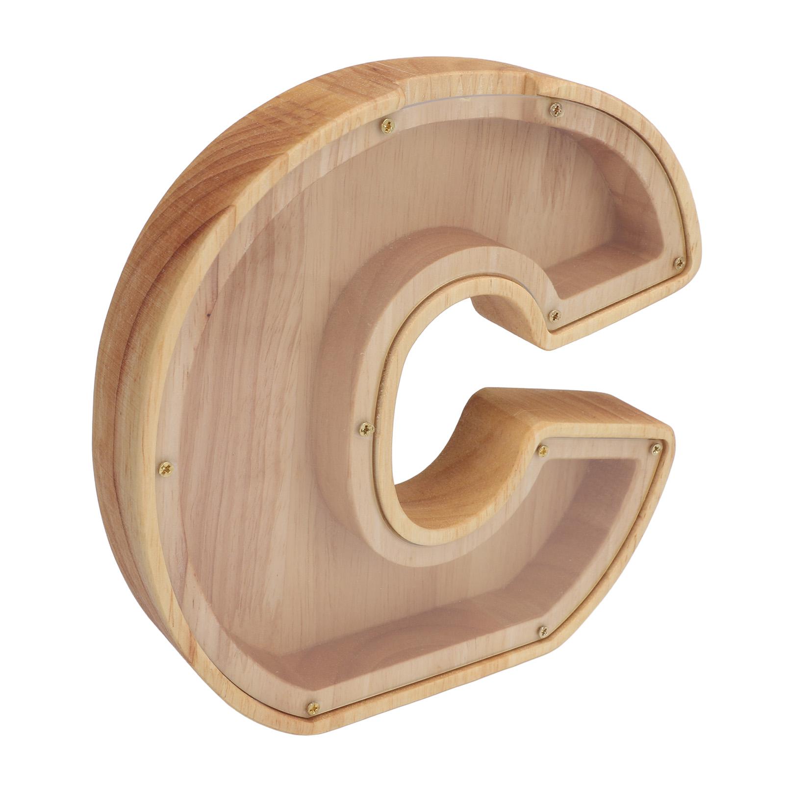 Buchstaben Spardose 18x18x3cm C-Form Holz Spardose Transparente Acrylplatte Personalisierte Ersparnisse