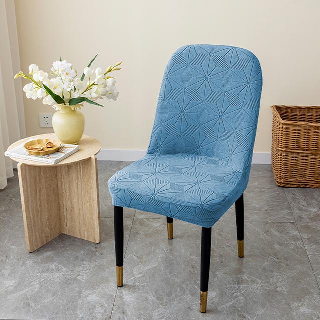 Dicker Jacquard-Stuhlbezug, gebogener Stretch-Stuhlsitzbezug für Hochzeit, Esszimmer, Büro, Stuhlhussen, Bankett, Housse, 1 Stück 1-Pcs blau