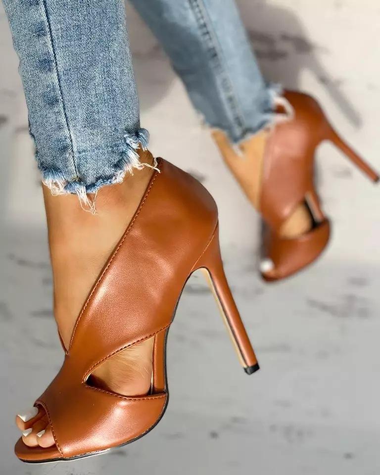 2024 High Heels Frau Schuhe Sexy Fisch Mund Business High Heels Party Licht Kleid Schuhe Pumps yui890 5 braun