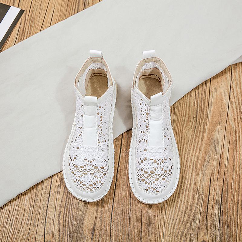 Damen Atmungsaktive Mesh-Sommerschuhe Schnürschuhe Flache, solide, rutschfeste Freizeitschuhe 40 weiß