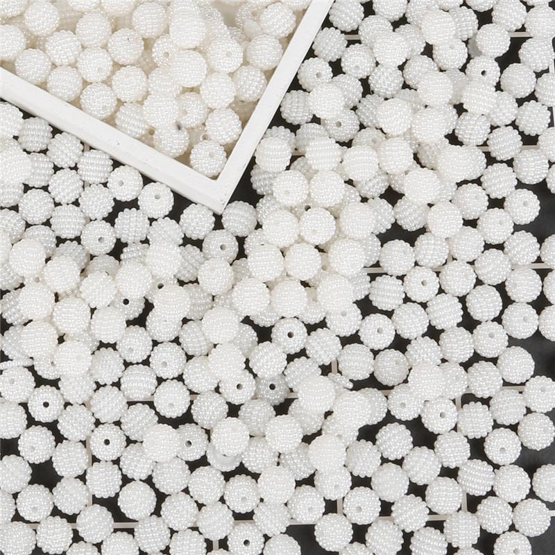 10 mm, 50 Stück, Acrylperlen, Bayberry-Perlen, runde lose Perlen für Schmuckherstellung, DIY-Zubehör weiß