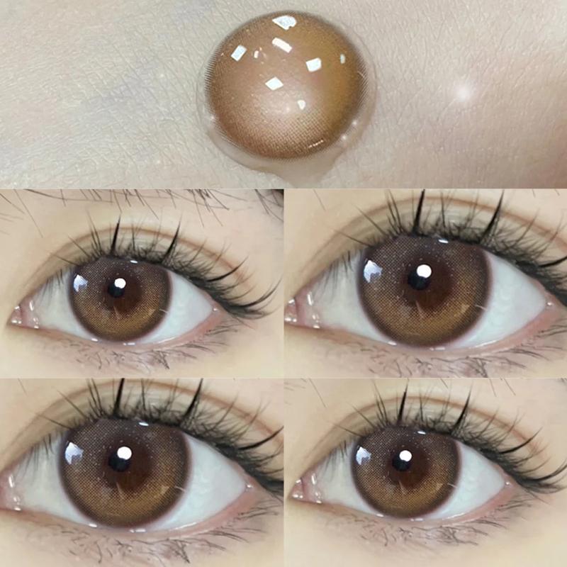 Farbige Kontaktlinsen, Myopie-Linsen mit Dioptrien, kosmetische Kontaktlinsen, Großhandel, 2 Stück, jährliche Augen, schönes Pupillen-Make-up 650 braun