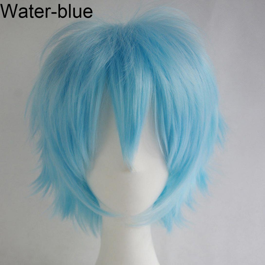 Orion Männer Frauen Multi-Color Kurze Gerade Haarteil Volle Perücke für Anime Party Cosplay One Size himmelblaue
