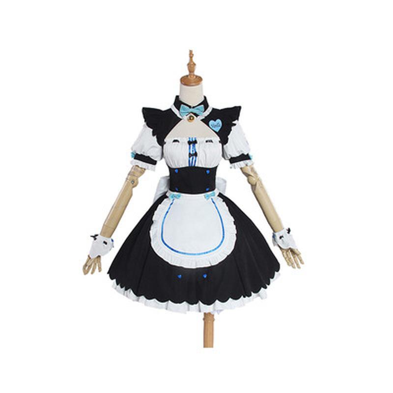 10 stücke Sets Party Chocola NEKOPARA Cosplay Chocolahalloween Vanille Maid Kleid Kostüm Katze Neko Mädchen NEKOPARA Cosplay Frauen Kostüm Spiel XXXL blau