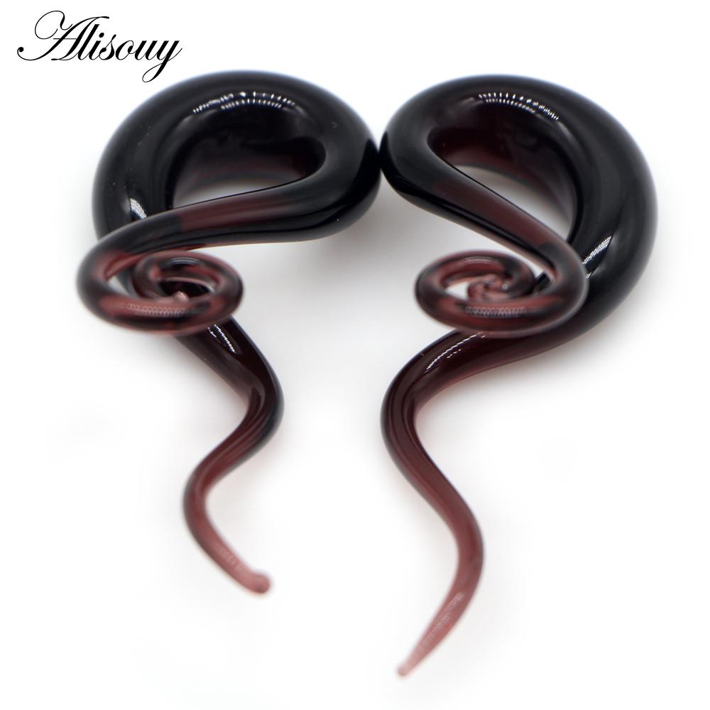 Ein Paar Pyrex-Glas-Ohrspirale, Kegellehre, Ohrstöpsel, Dehnung, Expander, Piercing, Glaslehre, Körperschmuck, Piercing 14mm violett