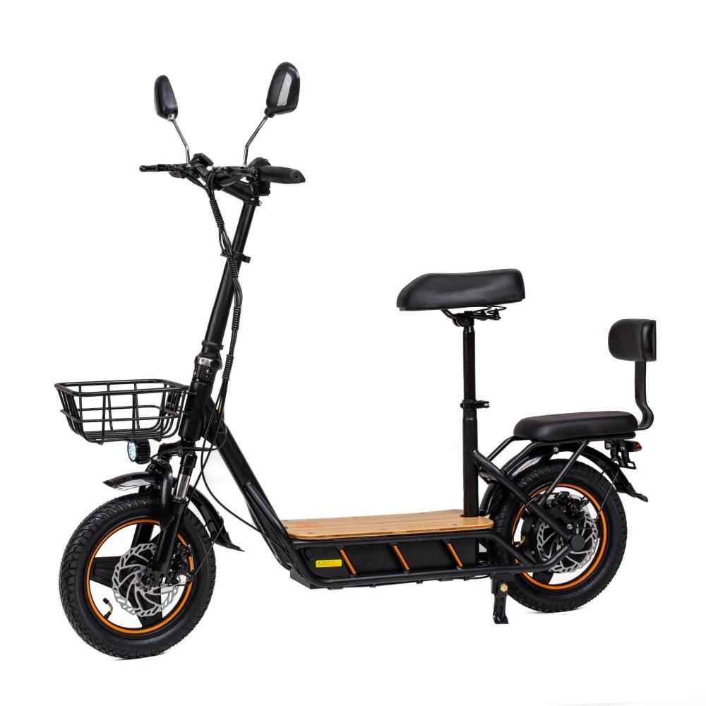 KuKirin C1 Pro Elektroroller, 500 W, 48 V, 26 Ah Akku, 14 Zoll E-Scooter mit Rücksitz und vorderem Ablagekorb, Massivholzpedal schwarz