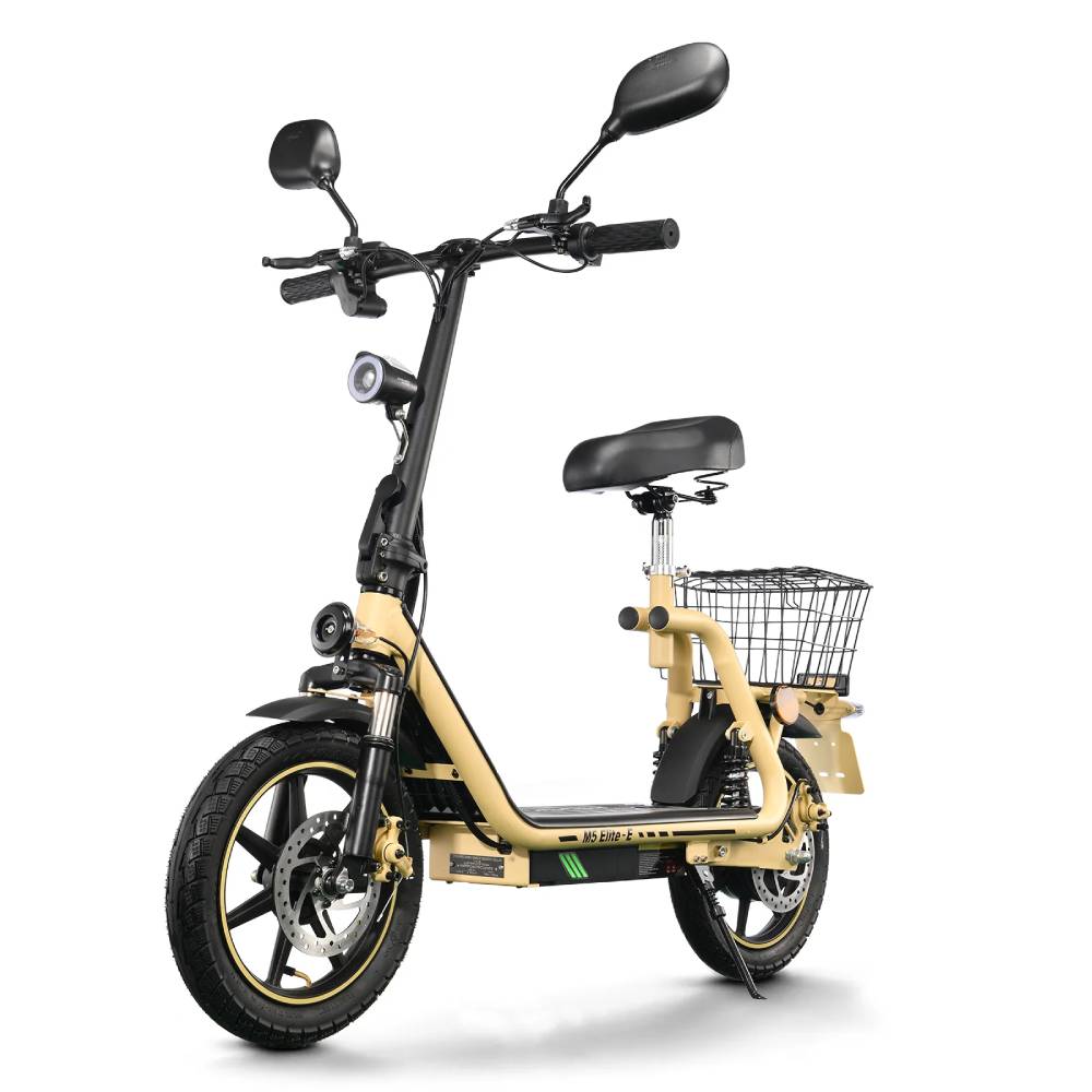 TWOFISH M5 Elite-E Elektroroller für Erwachsene 500W Motor 14 Zoll Reifen 48V 13AH Akku Faltbarer E-Scooter Mit Sitz gelb