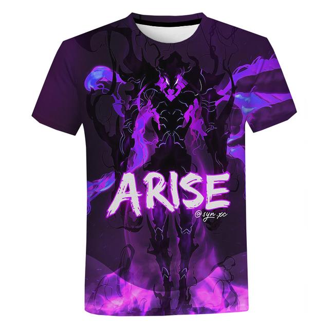 Anime Solo Nivellierung T Hemd Männer Frauen Sommer Mode 3D Gedruckt T-shirt Casual Harajuku Stil T-shirt Streetwear Übergroßen Tops XS purple
