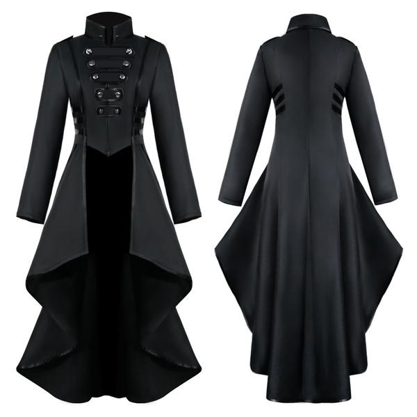 Frauen Mode Mantel Steampunk Vintage Frack Jacke Gothic Mantel Frauen Uniform Kostüm Jacke Mode Tops Smoking XL schwarz