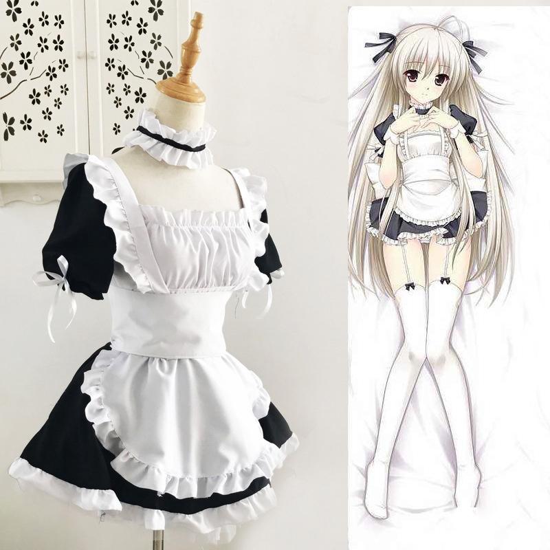 Anime Cosplay Kostüm Frauen Dienstmädchen Outfit Anime Yosuga No Sora Minikleid Lolita Kleider Café Kostüm Cosplay Kostüm Rollenspiel Party Bühnenkleidung xxl weiß