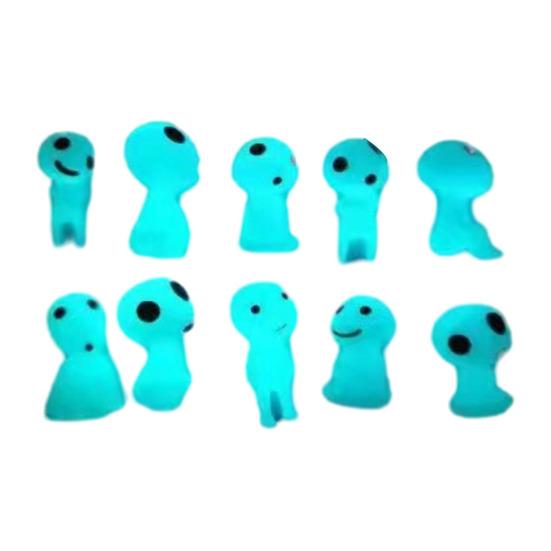 10 Stück Mini Resin Alien Figuren Feengarten Winzige Alien Accessoires Kleine Leuchtende im Dunkeln Alien Deko für Mikrolandschaft Außen Terrasse Rasen Hof 10pcs blau