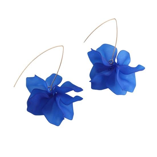 1 Paar Blütenblatt Anhänger Tropfen Ohrringe Lange Stil Baumeln Ohrringe Frauen Piercing Haken Ohrringe Schmuck Geschenk dunkelblaue