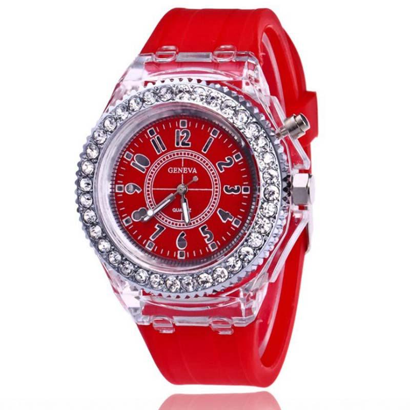 Neue Quarzuhr Armbanduhr Frauen Uhr Wasserdichte Uhr Mode Uhr Uhr Sport Uhr Kristall Uhr rot