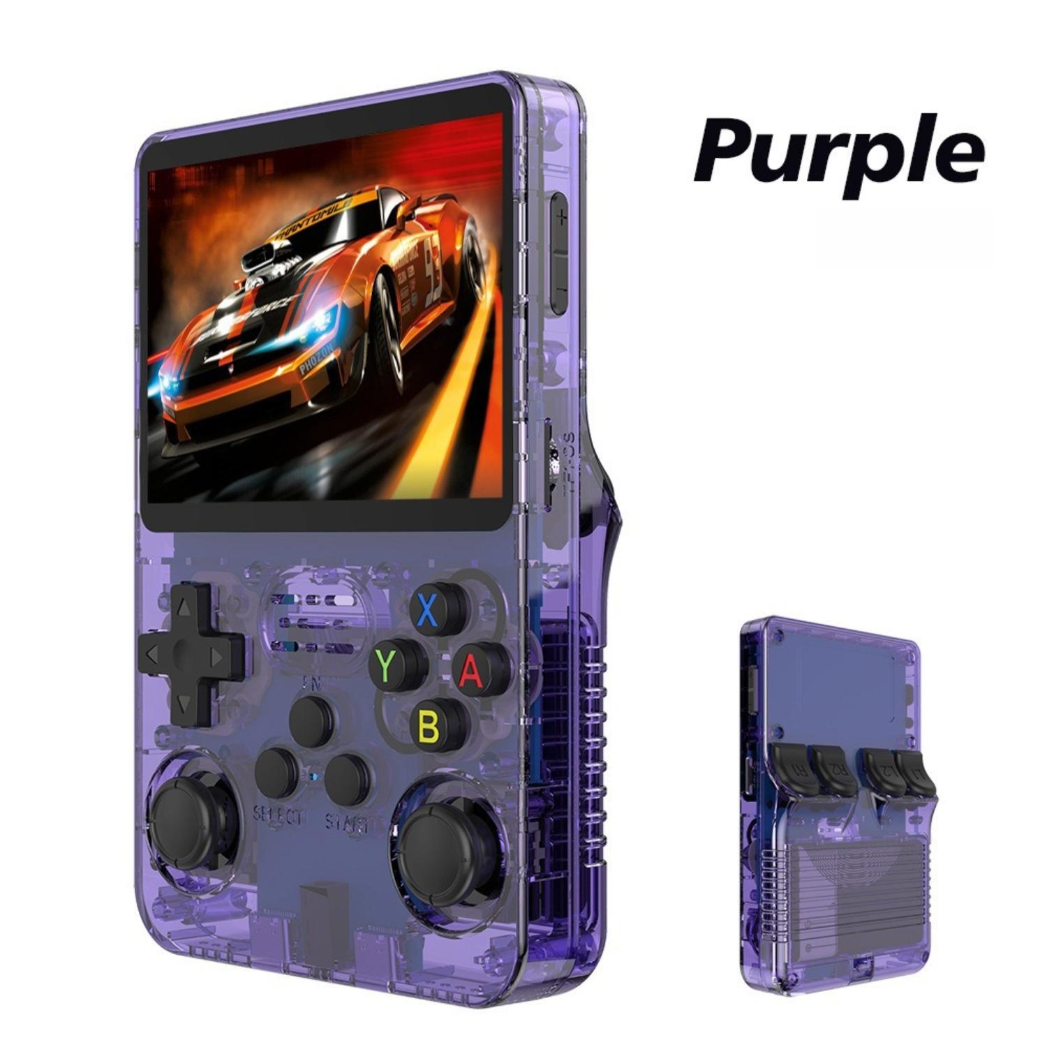 R36S Retro Handheld-Spielkonsole, 3,5-Zoll-IPS-Bildschirm, 20.000+ vorinstallierte Spiele, 20+ Emulatoren, 64GB/128GB Mini-Spielkonsole 128GB violett