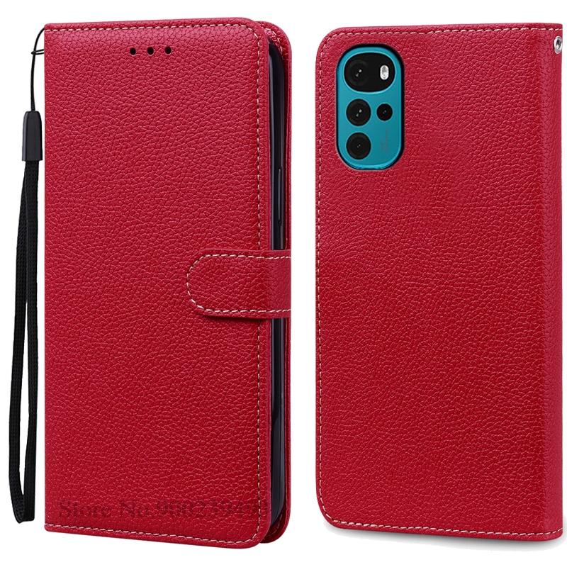 Für Motorola G22 Hülle Brieftasche Flip Lederhülle Für Moto G22 Hülle Weiche Silikon Buch Brieftasche Für Motorola G22 Hülle Fundas For Motorola G22 dunkelrote