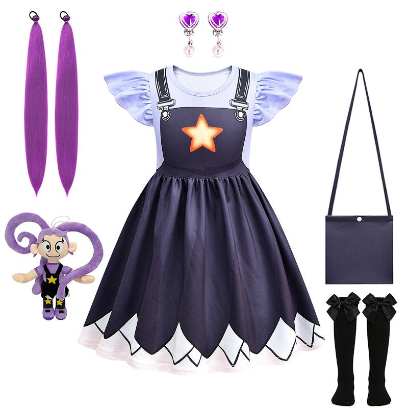Abenteuerspiel Lily Anime Cosplay Kinderkleidung Halloween Geburtstagsparty Kostüm Mädchenkleid Weihnachten Karneval Kinderkostüm 6T (130) black