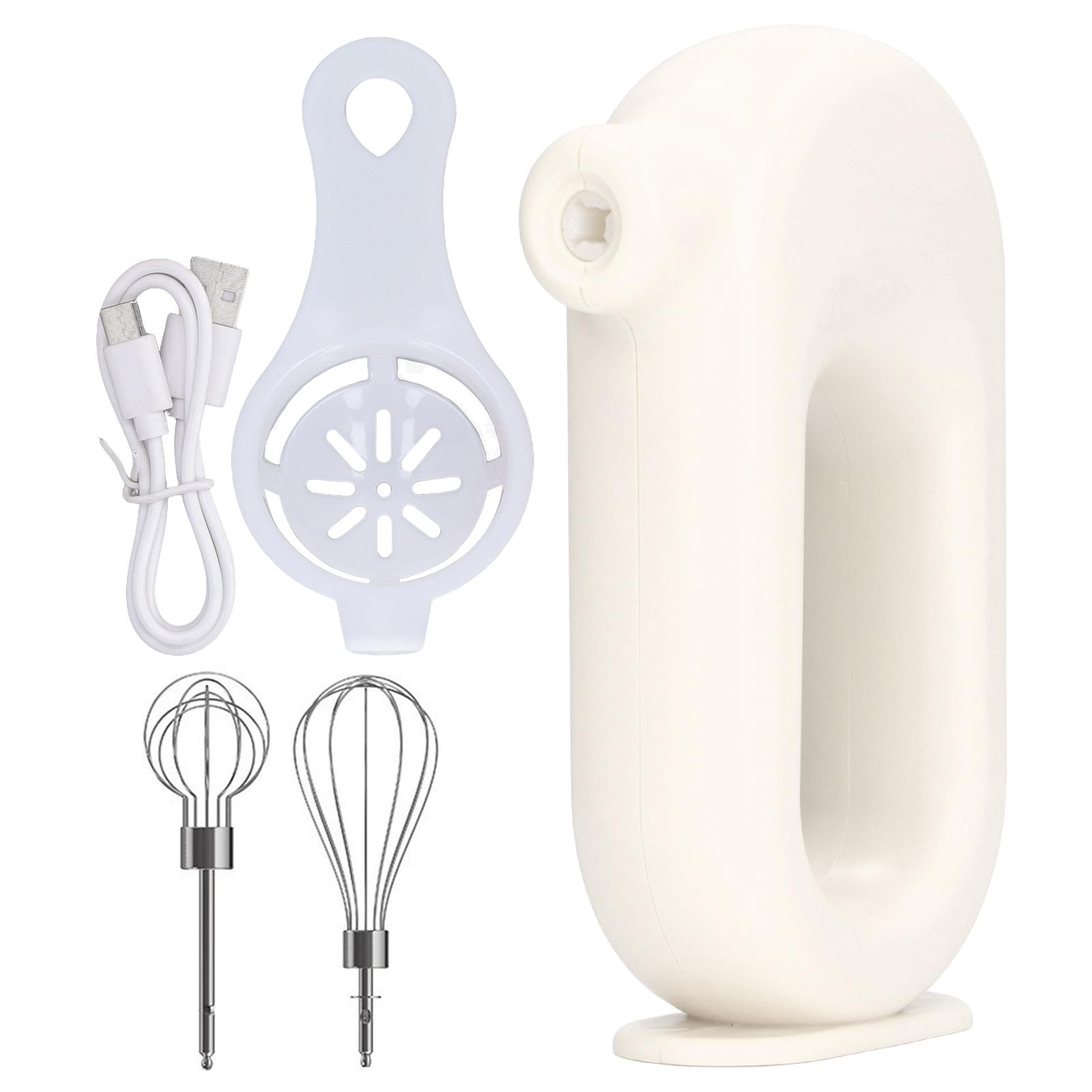 Elektrischer Handmixer USB-Aufladung 4 Stufen Einstellung Elektrischer Schneebesen Handmilchaufschäumer für L(for 6.5-9kg) weiß