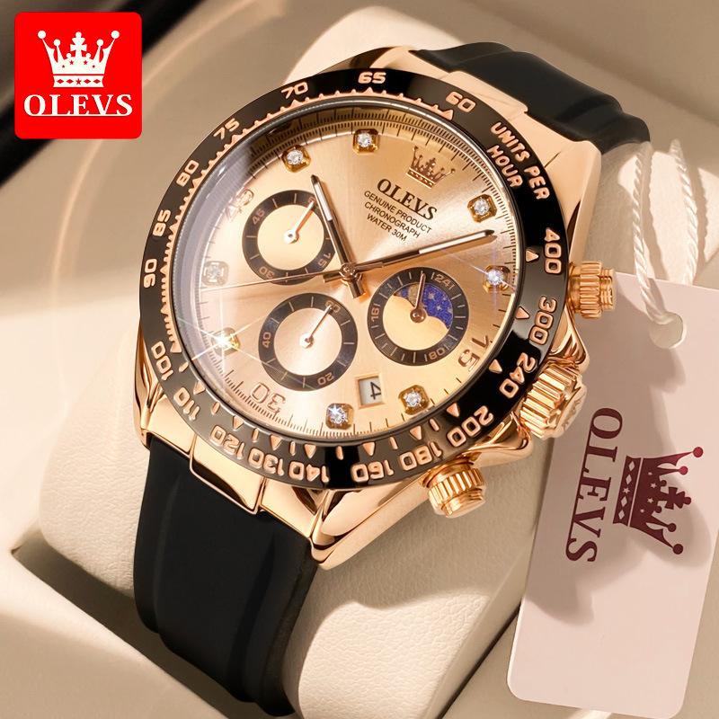 OLEVS Luxus Männer Uhr Quarz Mann Uhren Wasserdicht Leuchtende Top Marke Uhr für Männer Datum Chronograph Sport Armbanduhr gold