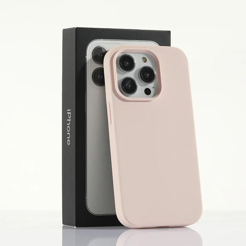 Luxuriöse Flüssigsilikonhülle für Apple iPhone 15 Pro Max, Bonbonfarben, vollständige Schutzhülle für iPhone 14, 13, 12, 11 Pro Max 15 Plus iPhone 11 Pro rosa