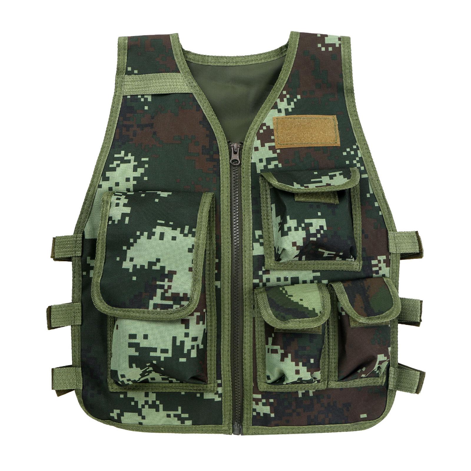 Verstellbare Kinderweste Trainingsjacke mit mehreren Taschen für CS-Spiel Outdoor Airsoft Spiel S armee grüne
