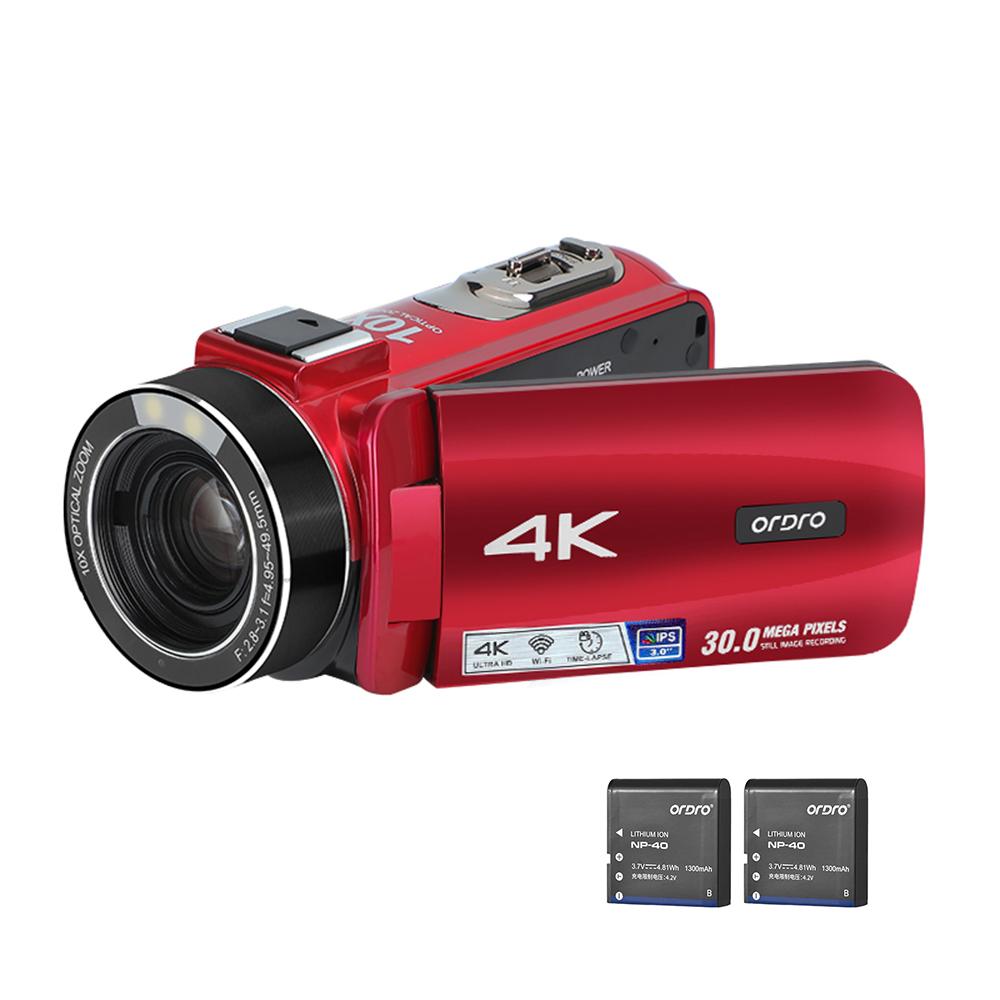 ORDRO HDR-Z88 4K Digitale Videokamera 30MP Camcorder DV-Recorder 3,0 Zoll IPS Touch Panel 10X rot