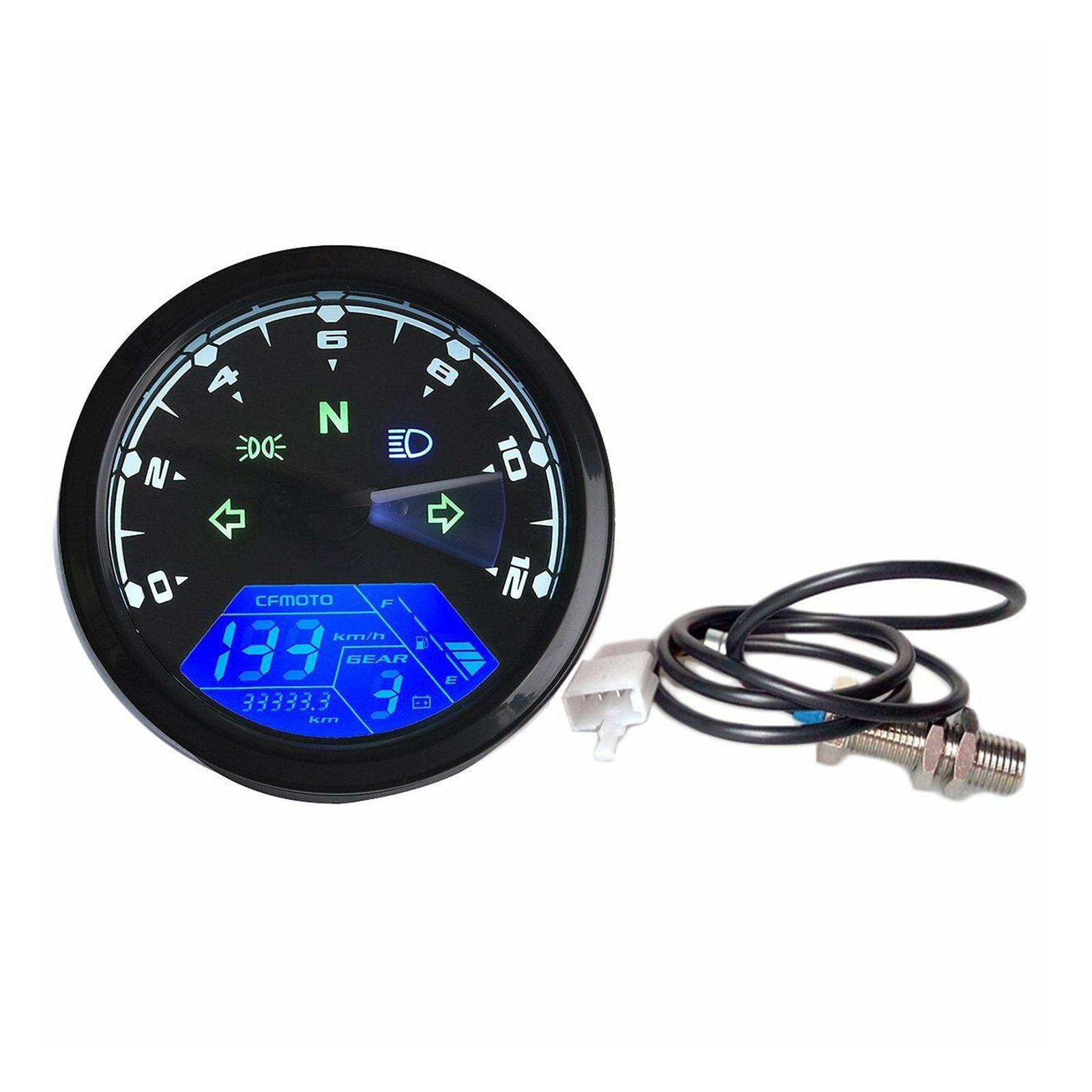 12000 U/min 6 Gang Universal Motorrad LCD Digital 199 km/h Tachometer Kilometerzähler Hintergrundbeleuchtung Motorrad schwarz