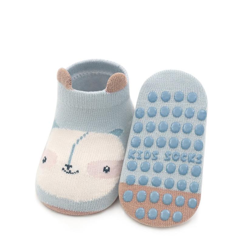Baby Socken Kleinkind Mädchen Jungen Socken Anti Rutsch Neugeborenen Socken Für Mädchen Jungen Herbst Winter Dicke Warme Weiche Cartoon Druck Kindersocken S(0-1Y) blau
