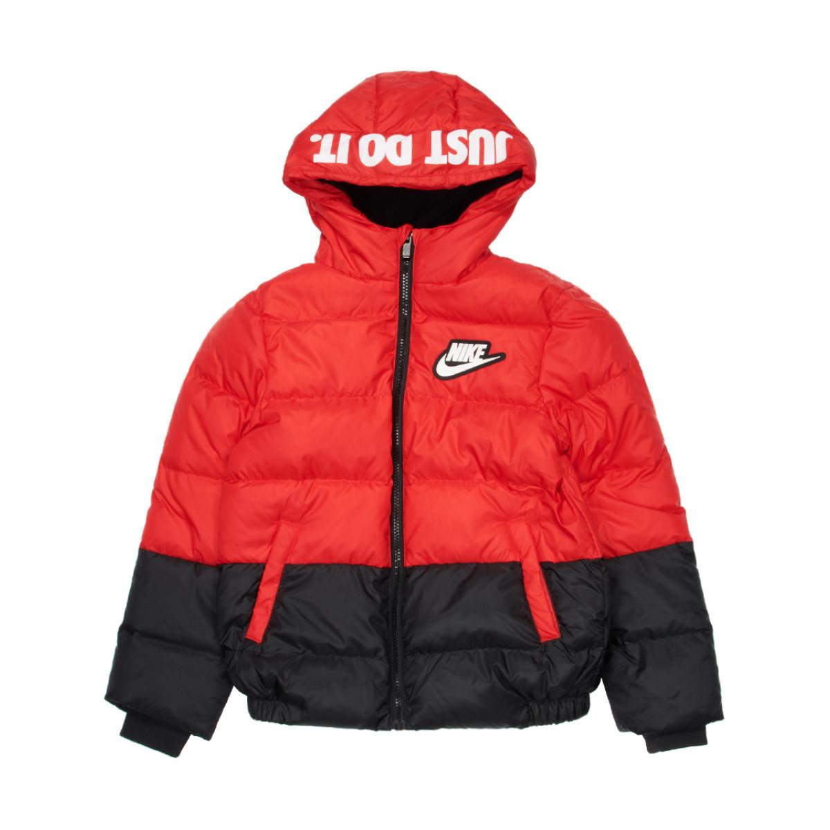 Nike Daunenjacke Modetrend Winddicht Warm Kapuze Vielseitig Bequem Kinderjacken Rot Schwarz DO3688-657 XL red