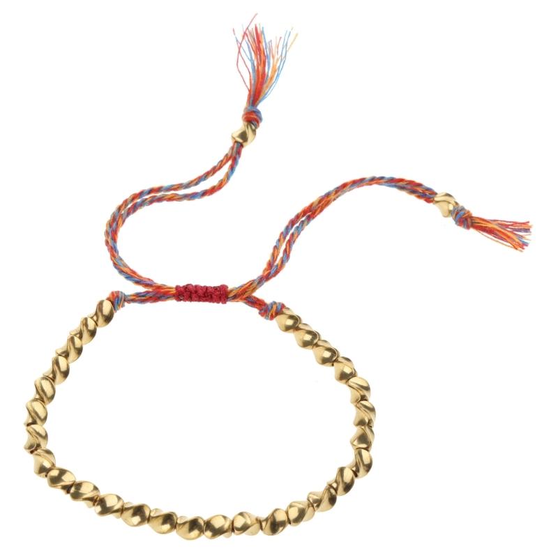 Buddhistisches geflochtenes Baumwoll Glücks-Seil-Armband Tibetisches Kupferperlen-Armband Geflochtenes Seil-Armband Geschenk für Familienmitglieder 1 brown