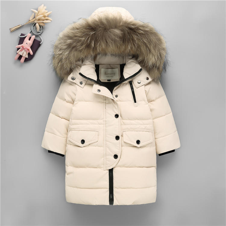 Kinderkleidung Kinder Daunenjacken Jungen Mittellange Mädchen Dicke Mäntel 140 white