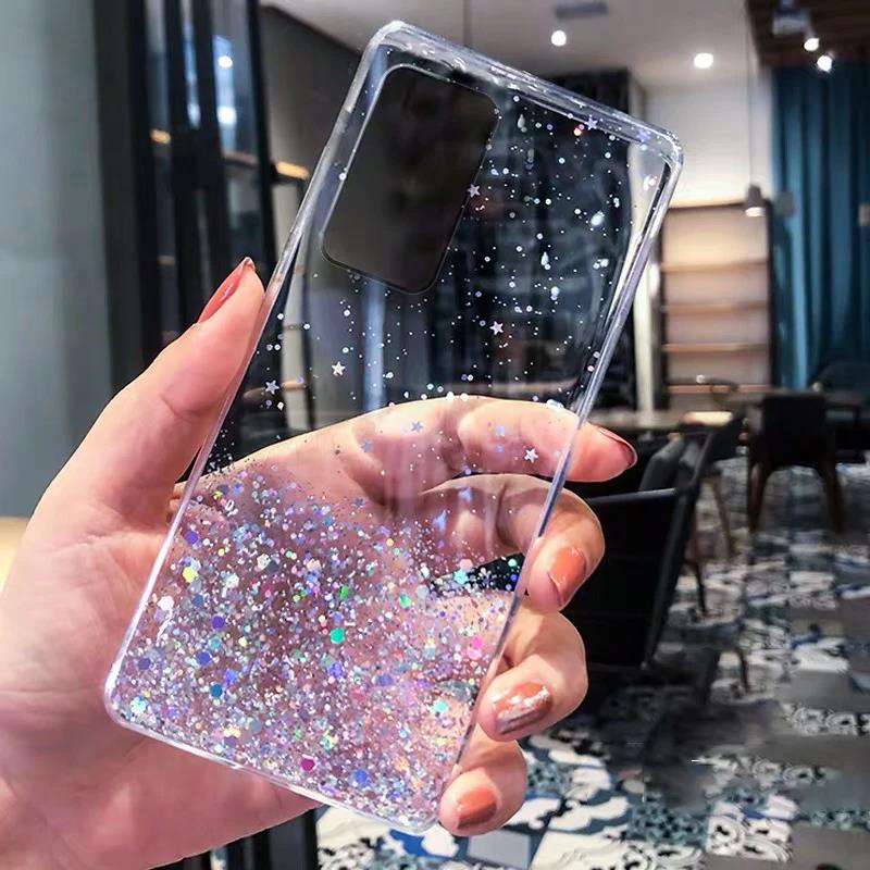 Luxus Glitzer Hülle Für Huawei P30 P40 P50 P20 Pro Lite Transparent Weiche Rückseite Für Huawei P9 P10 Plus Stoßfeste Rückabdeckung P9 reinfarbig