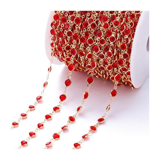 Zirkonkette, DIY-Armband- und Halskettenherstellung, Strass-Schmuckkette, glänzende Kupferkette für Bastelbedarf rot