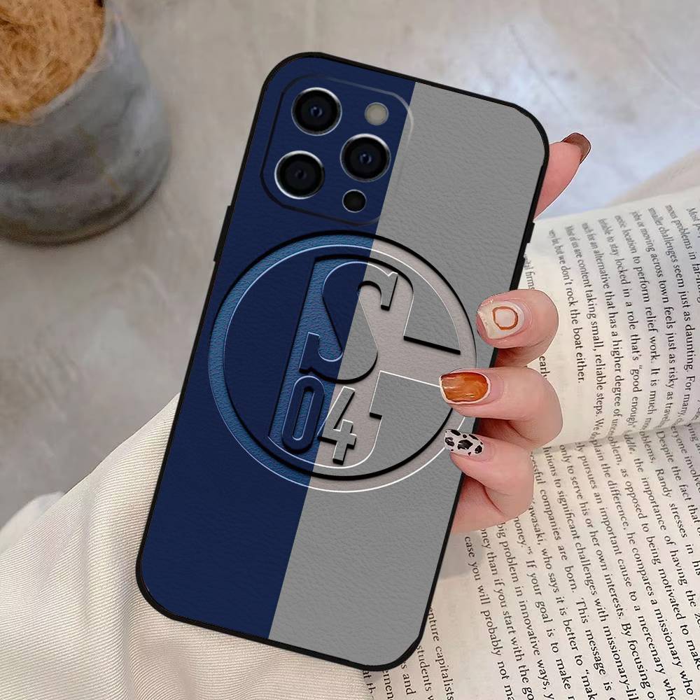 S-Schalke 04-PC Handyhülle für iPhone 17,16,15,14,13,12,11 Plus,Pro Max,XS,Weiches Silikon Schwarze Hülle iPhone14Plus