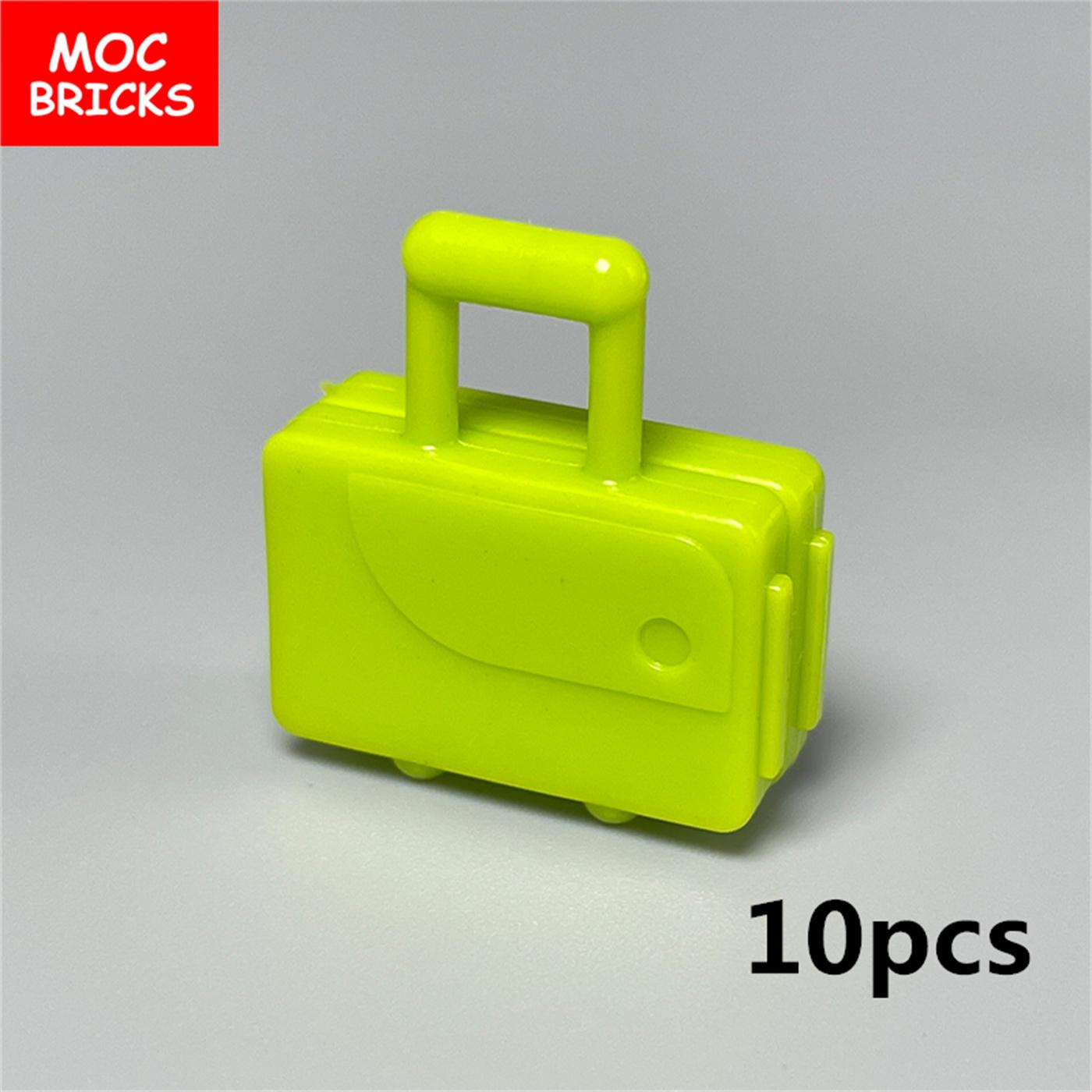 10 Stück/Los MOC Steine Utensilienkoffer mit langem Griff 37178 Reisekoffer Bausteine Zubehör Kinderspielzeug Geschenke