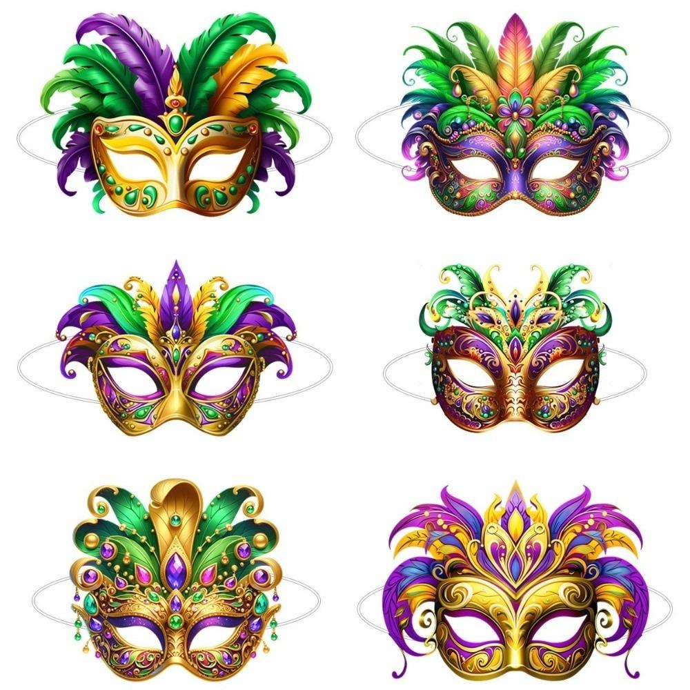 6 Stück Venezianische Party Maskerade Maske Brasilianischer Karneval Halbgesichtsmaske Augenmaske Party Make-up Ball A