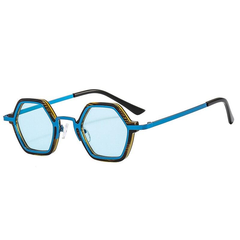 SHAUNA Retro Polygon Quadrat Sonnenbrille Damen Mode Klare Ozean Farbverlauf Linse Brillen Herren Trendig Punk Sonnenbrillen Schattierungen UV400 Stripe blue