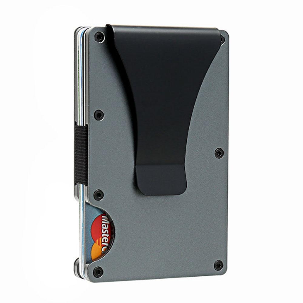 Minimalistische Geldbörse für Herren ARW Metall-Geldklammer-Geldbörse RFID-blockierendes Aluminium Slim Cash-Kreditkartenetui 1pcs grau