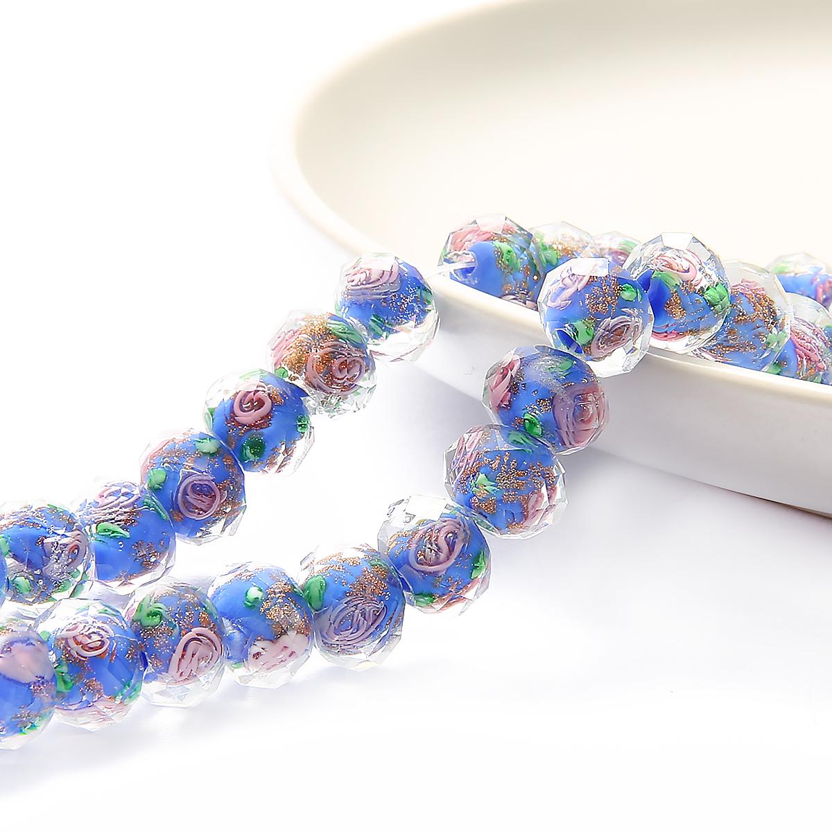 10 teile/beutel 8/10/12mm Murano Transparent Glas Lampwork Perlen Für Schmuck Machen Frauen DIY Armband Blume rondelle Facettierte Perlen 8mm königsblau