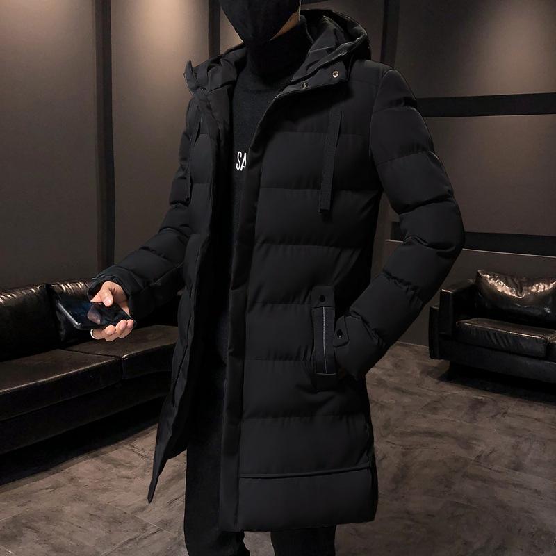 Herren Daunenjacke mit Kapuze Mittellang Winterjacke mit Kapuze Verdicken Mittellanger warmer Mantel für Herren Winter Pufferjacke Parka Mantel 6XL schwarz