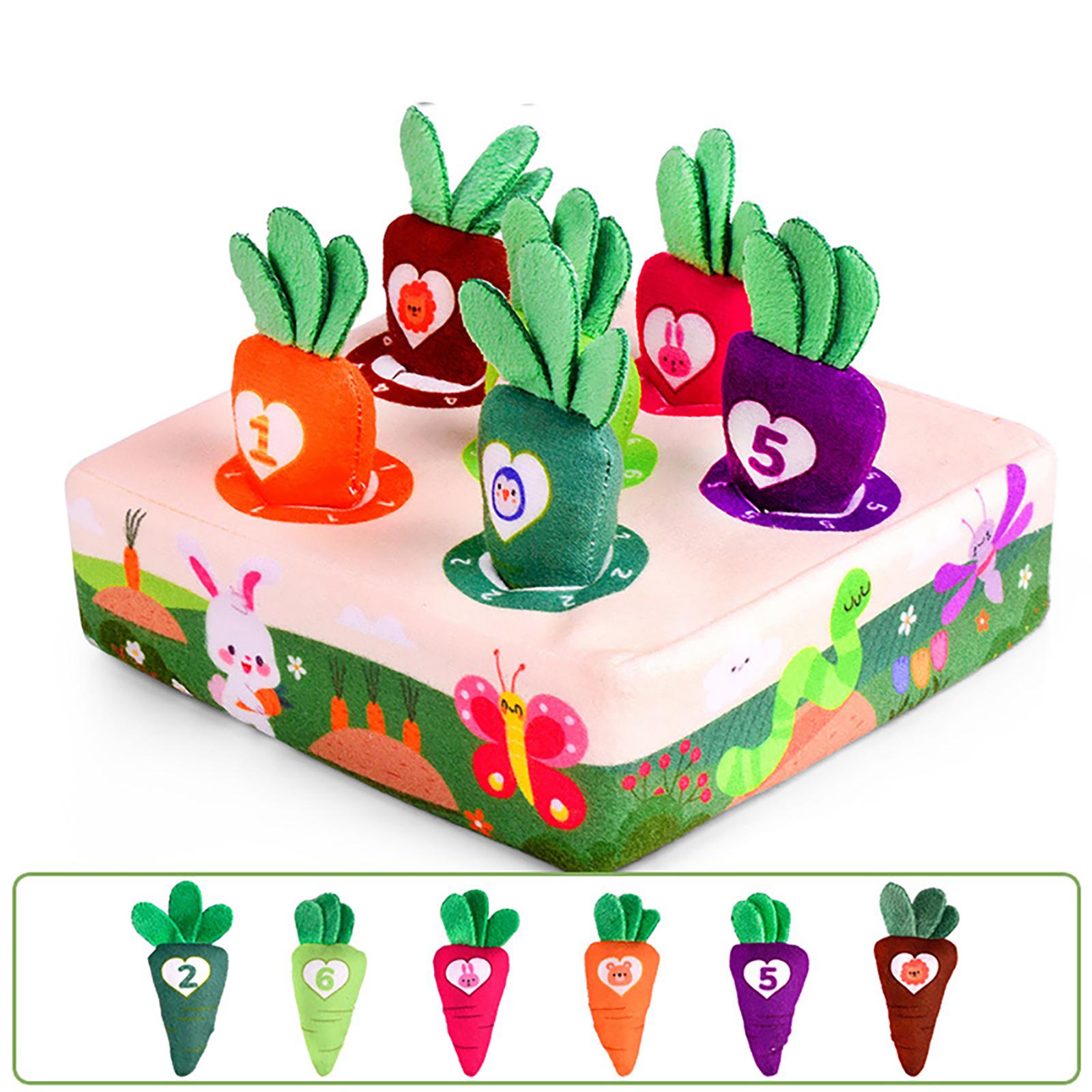 Futtersuchspielzeug für Kaninchen, süße Schnüffelmatte in Karottenform, interaktives Plüschspielzeug für Kleintiere, Kaninchen, Hasen, Frettchen, Meerschweinchen, Hamster, Heimtierbedarf 6-hole radish [with radishes]