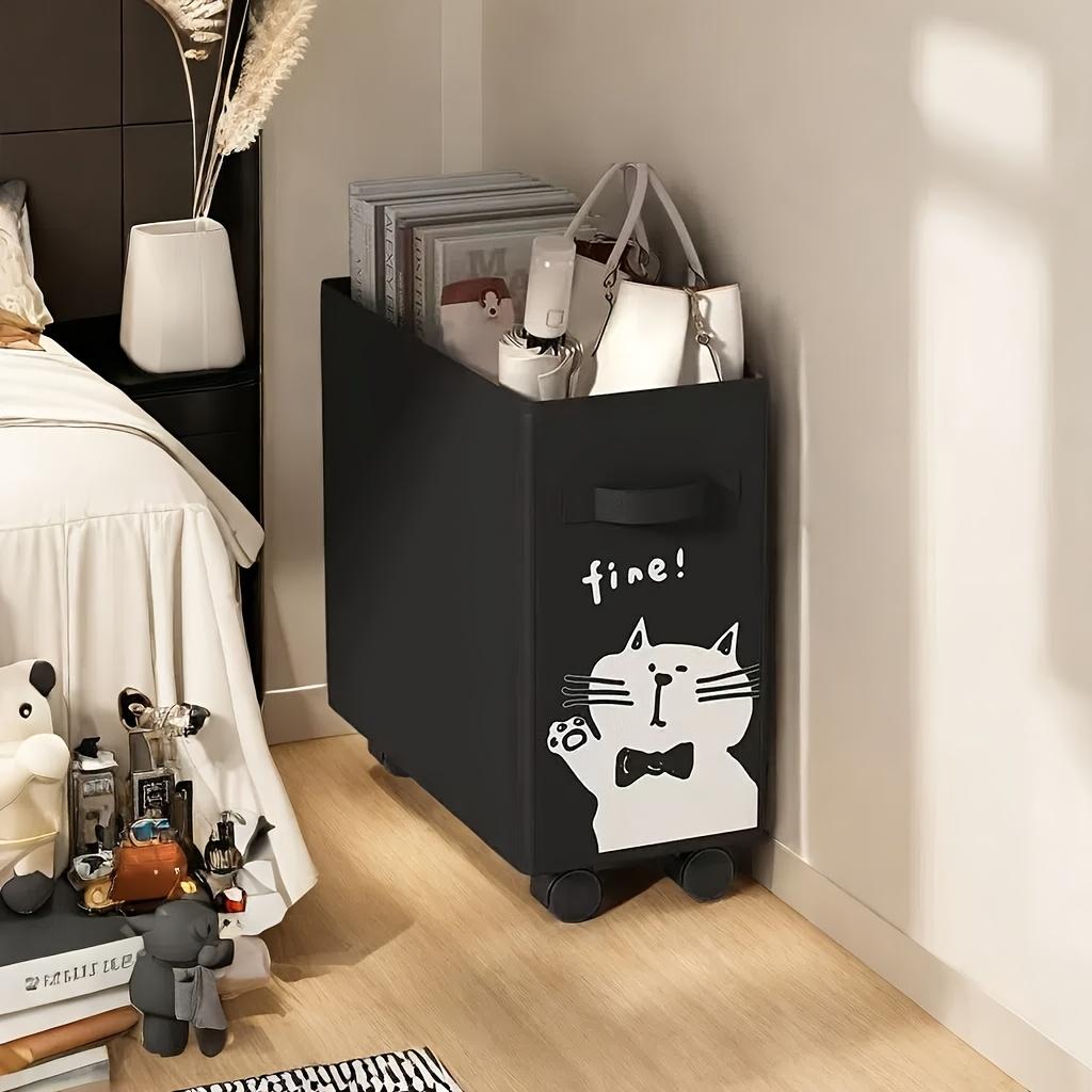 Büro Umzugswagen mit Rädern-Unter-Schreibtisch Aufbewahrung für Studentenwohnheime,Perfekt zur Aufbewahrung von Büchern und kleinen Gegenständen,Bürobedarf und Zubehör,Regalkorb cat schwarz
