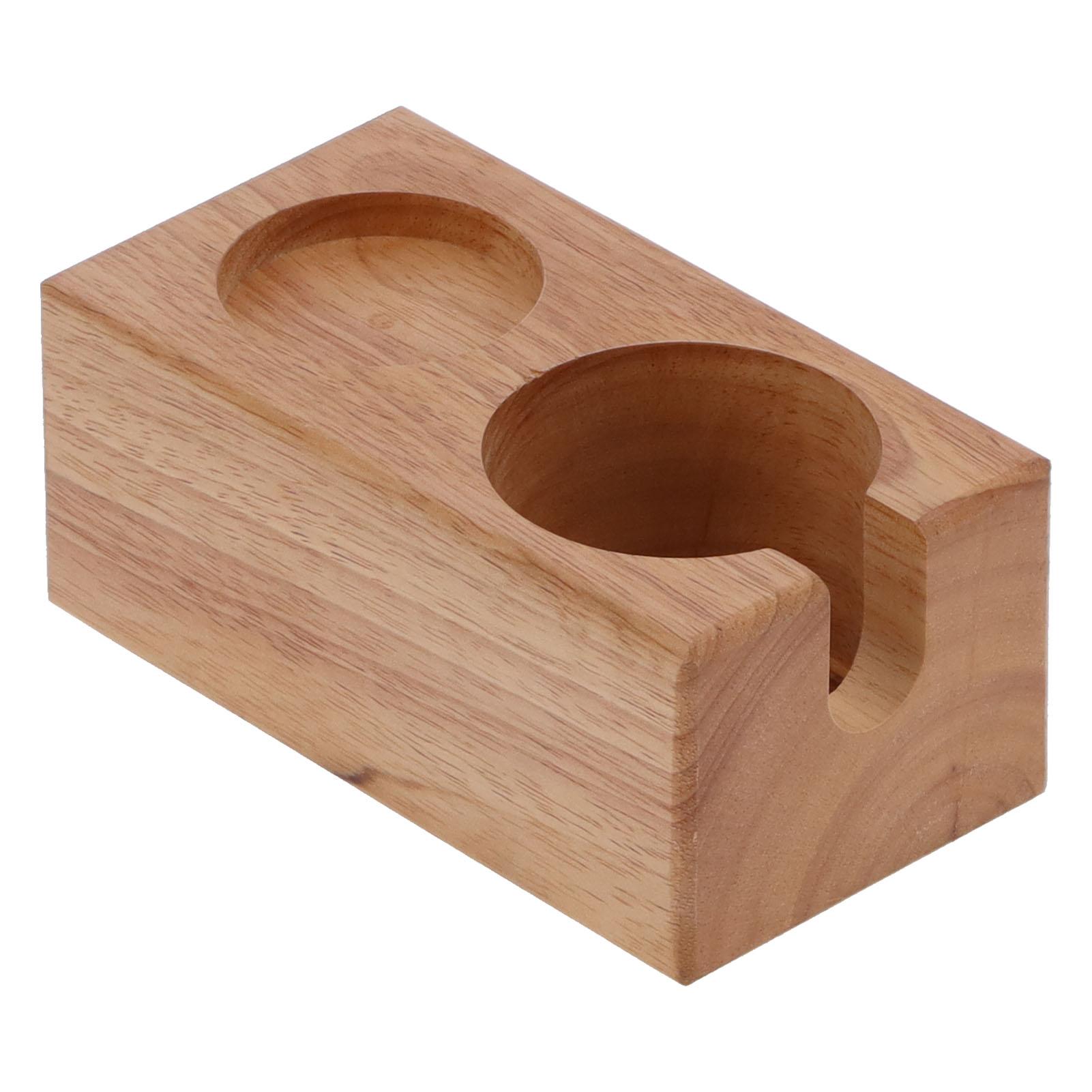 2-Loch Kaffee Siebträgerhalter Holz Kaffee Filter Tamper Station Ständer Aufbewahrungsregal Holzfarbe