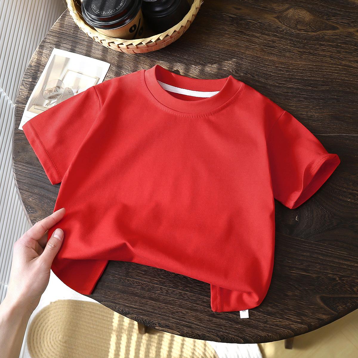 Kinder T-Shirt Weich Atmungsaktiv Sommer Lässig Oberteil T-Shirt Mädchen Sommer Babykleidung 100cm rot