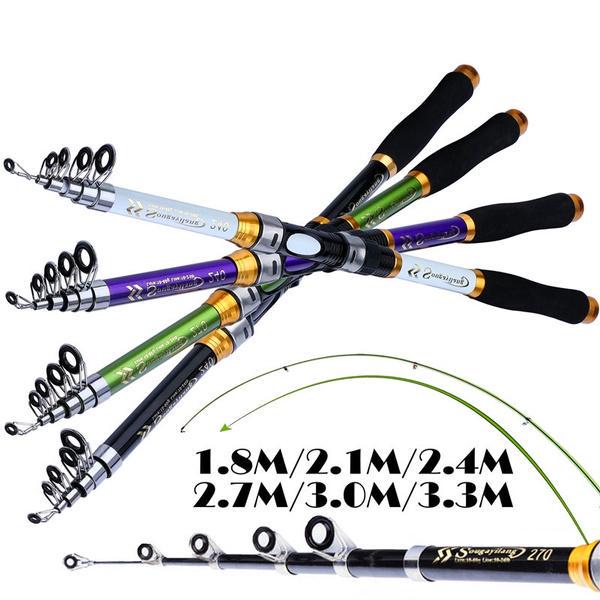 Sougayilang Angelruten, Teleskop-Spinn-Angelrute für Forellen, Karpfen, Barsche 3.0M schwarz