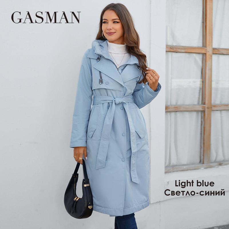 GASMAN 2023 Marke Mode frauen frühling Unten jacke Herbst Frauen Mantel Lange parka frauen jacken weibliche Dünne Baumwolle 8356 S hellblaue