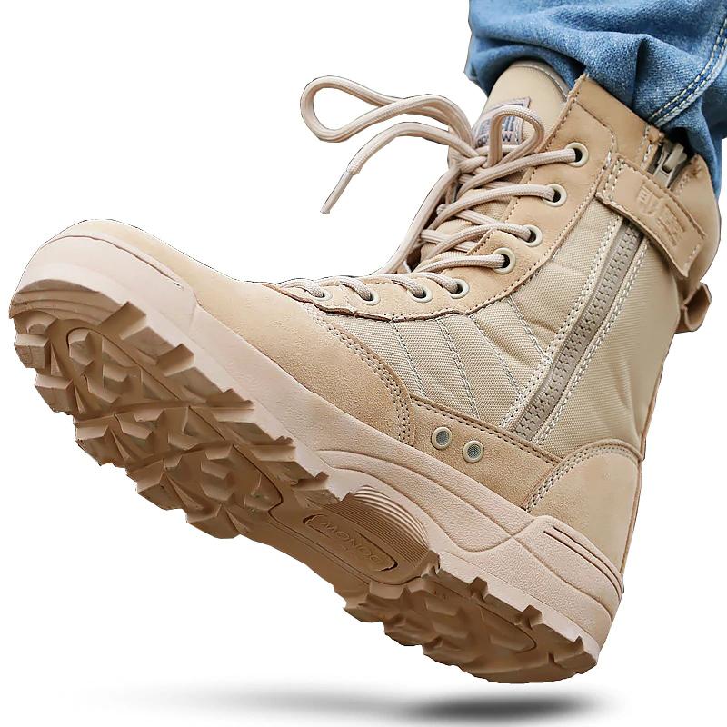 Männer Wüste Taktische Militärische Stiefel Leder Stiefeletten Plattform Plus Größe Warme Männer Schuhe Männer Schuhe Herbst Winter Stiefel Männer wandern Stiefel Männlich 39 khaki