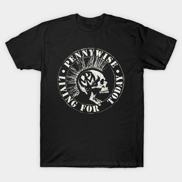 Asiatische Größe Herren Schwarzes Print-T-Shirt Pennywise Band No-Cut Thermotransferdruck Baumwoll-T-Shirt M schwarz