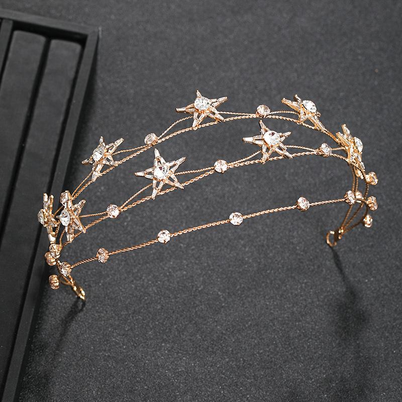Mode Hochzeit Tiara Neues Mädchen Silber Stern Kristall Stirnband Braut Hochzeit Haarschmuck Kopfspange Damenschmuck gray