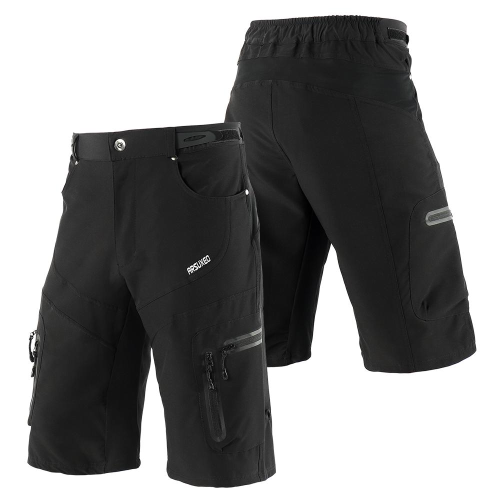 Herren-Radhose, schnell trocknend, atmungsaktiv, für Outdoor-Sportarten, Laufen, Radfahren, Reiten, Freizeit-Shorts mit 6 Taschen XXL schwarz