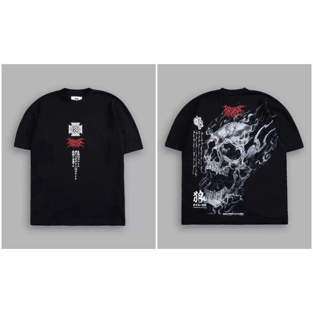 Neues DARCSPORT Wolfskopf Bushido Kurzarm Herren und Damen Oversized Yk2 Amerikanischer Sport und Freizeit Locker Bedrucktes Baumwoll-T-Shirt 4XL gold